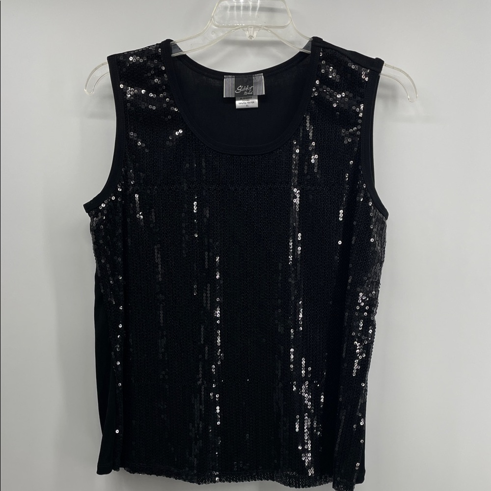 Slinky Brand Black Sequin Tank Top